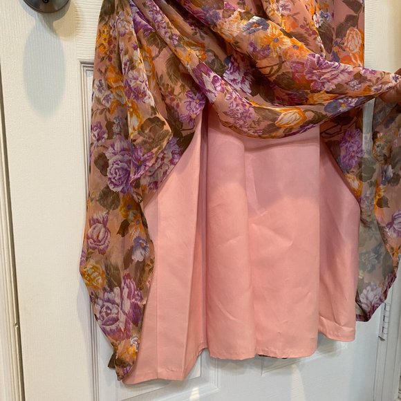 70's Vintage Handmade, Fully lined Chiffon & Taffeta floor length gown - Picture 6 of 9